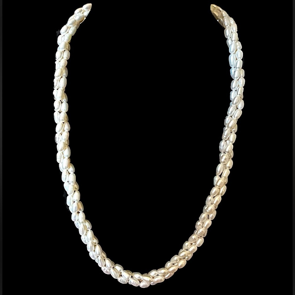 Vintage Gold Filled Freshwater Pearl Triple Strand Torsade Necklace